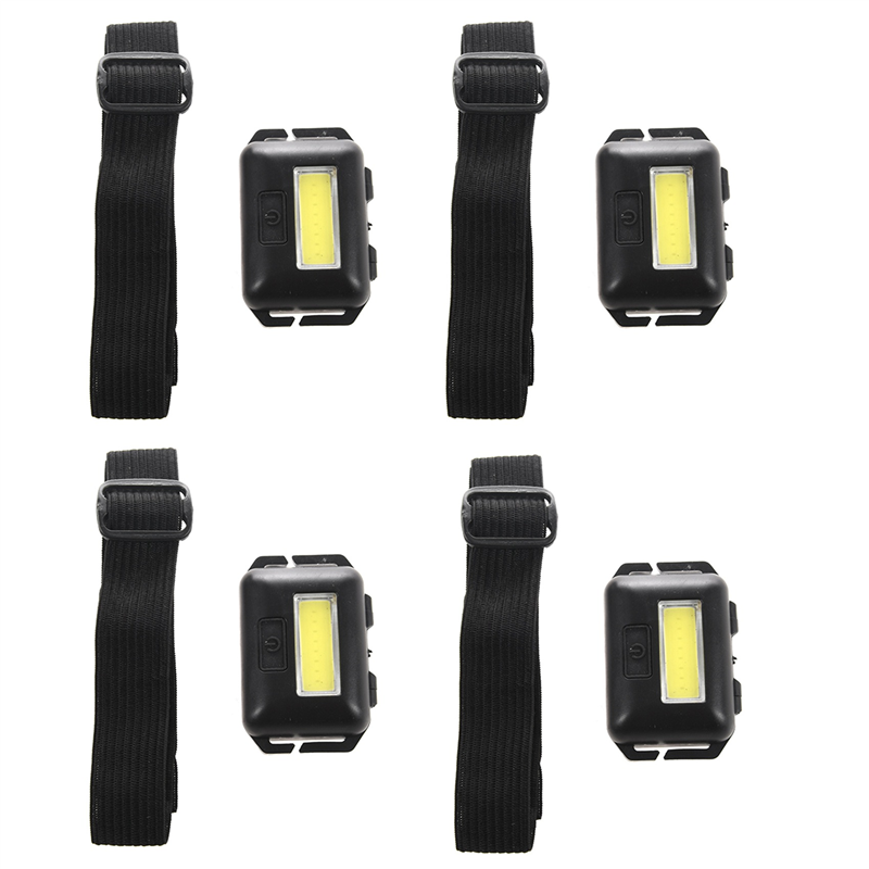 10X Cob Led Mini Light Lamp Headlight 3 Modes Rainproof Torch Flashlight for Outdoor Fishing Black