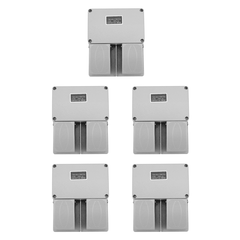 5X Foot Switch YDT1-16 Aluminum Shell Gray Double Pedal Switch Machine Tool Accessories Switch