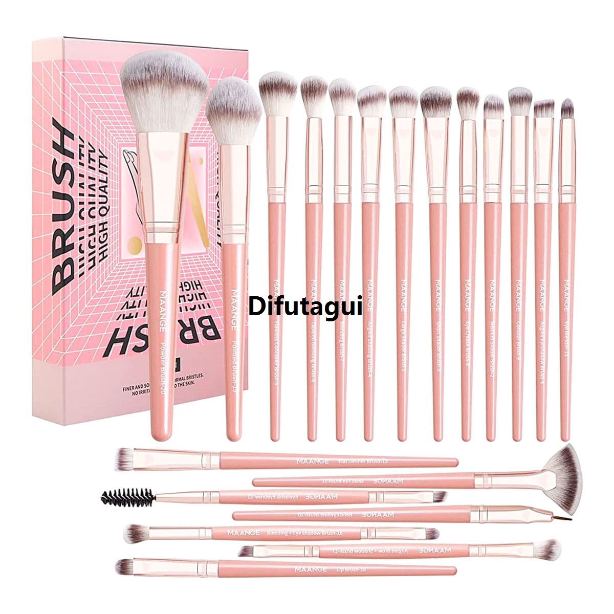 Difutagui Makeup Brush Set (Powder 20pcs Professional 2025 New MAANGE Advanced Synthetic Softening Color)