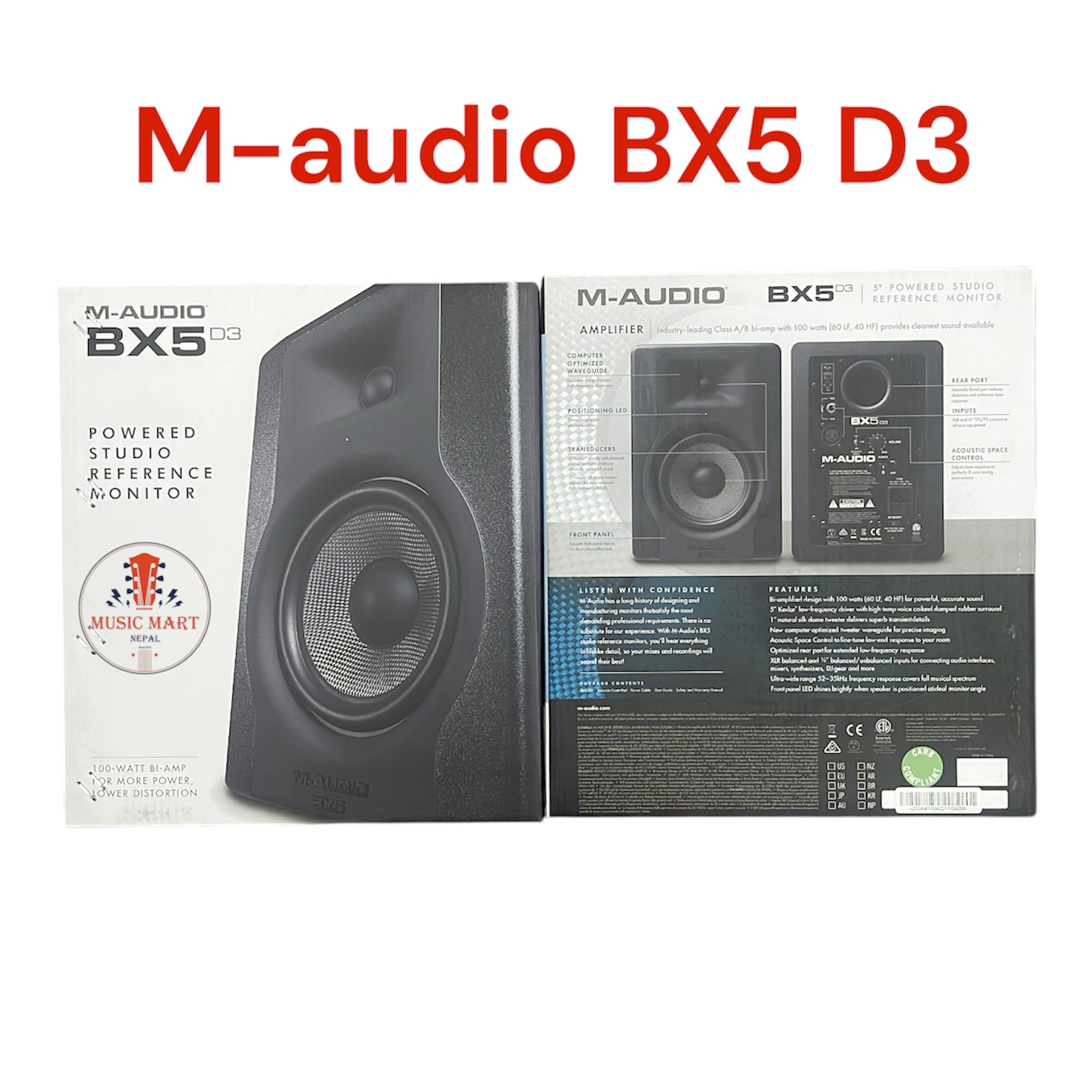 M-Audio BX5 D3 |Compact 2-Way 5 Inch Active Studio Monitor Speaker for Music Production and Mixing