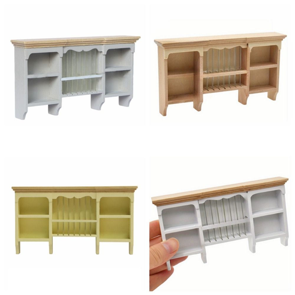 Funny Wooden 1:12 Dollhouse Storage Cabinet Simulation Doll House Furniture Wall Hanging Cabinet Mini Display Shelves Kids Toys