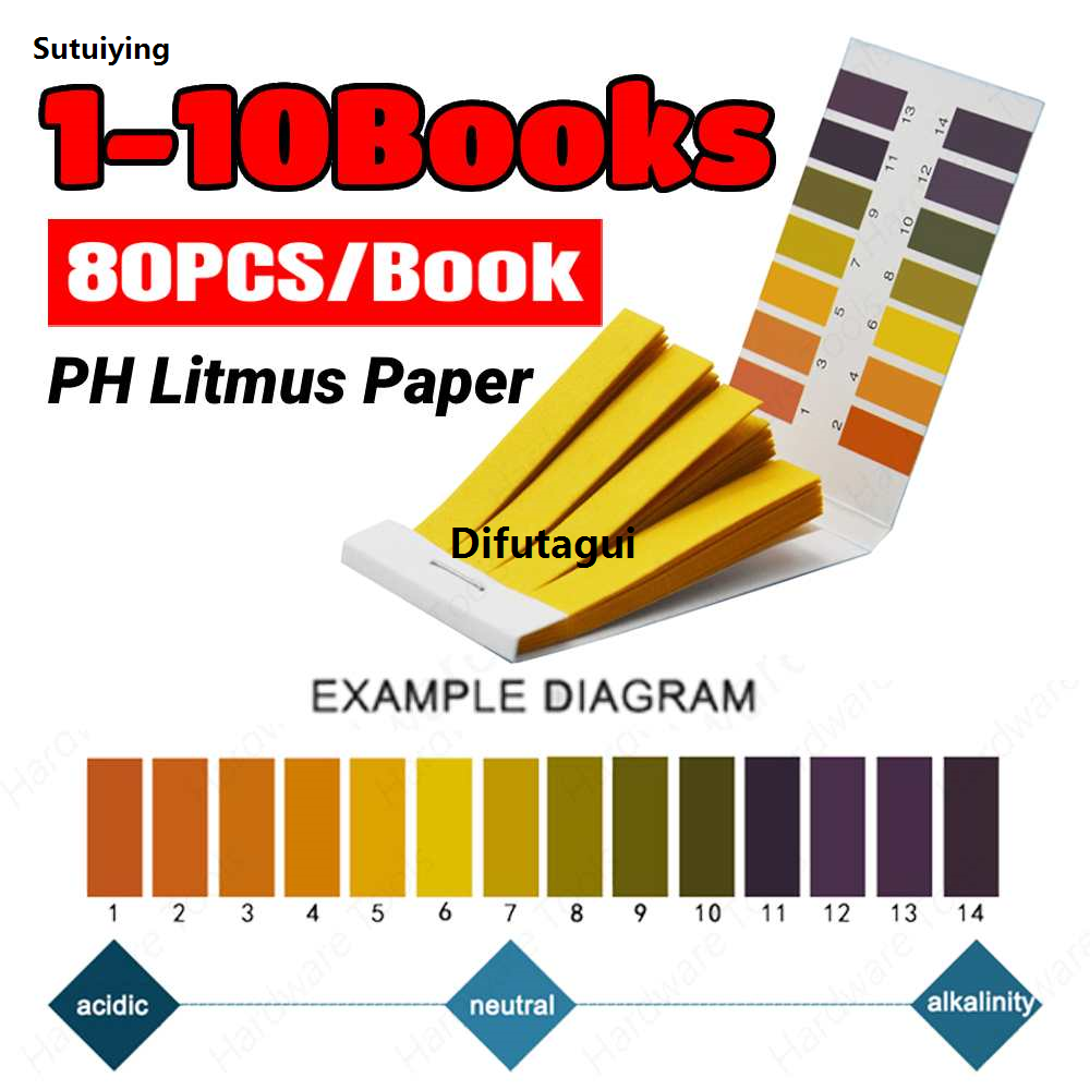 Difutagui Sutuiying 1 Book=80 Strips Professional 1-14 PH Litmus Paper PH Test Strips 2025 New Sales promotion PH Indicator Tester For Water Cosmetics Soil Saliva Acidity
