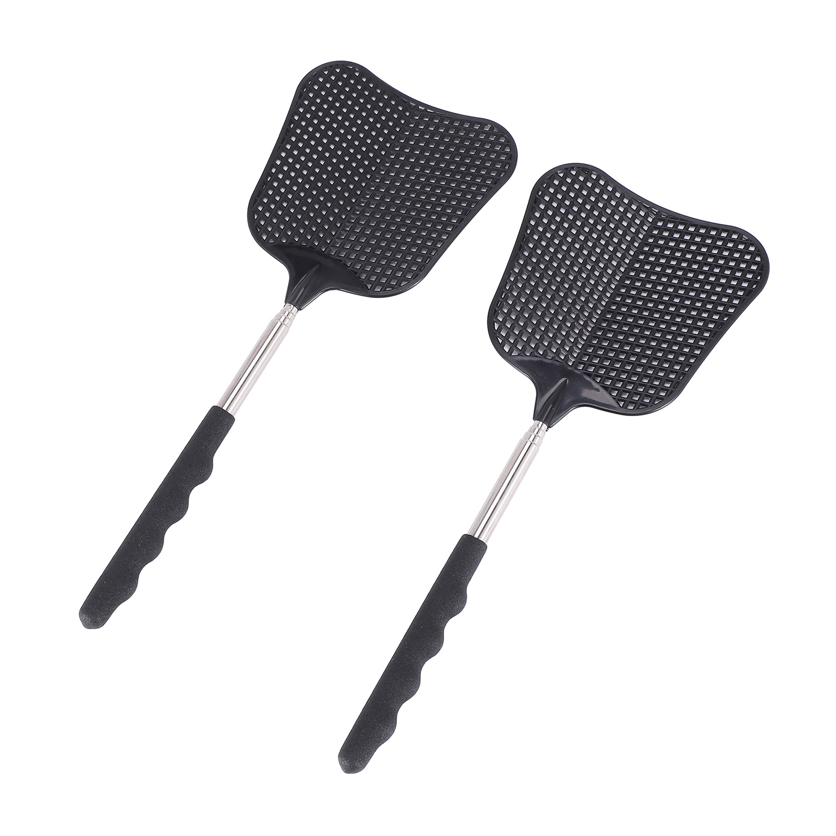 OUMERY Mosquito and Fly Killing Plastic Fly Swatter Retractable Stainless Steel Rod, Suitable for Indoor and Outdoor Use (2 Pack)
