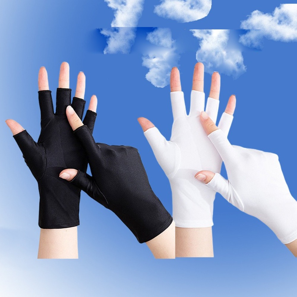 New Half Finger Sunscreen Gloves Breathable Anti-UV Ice Silk Gloves Highly Elastic Riding Driving Gloves Gift