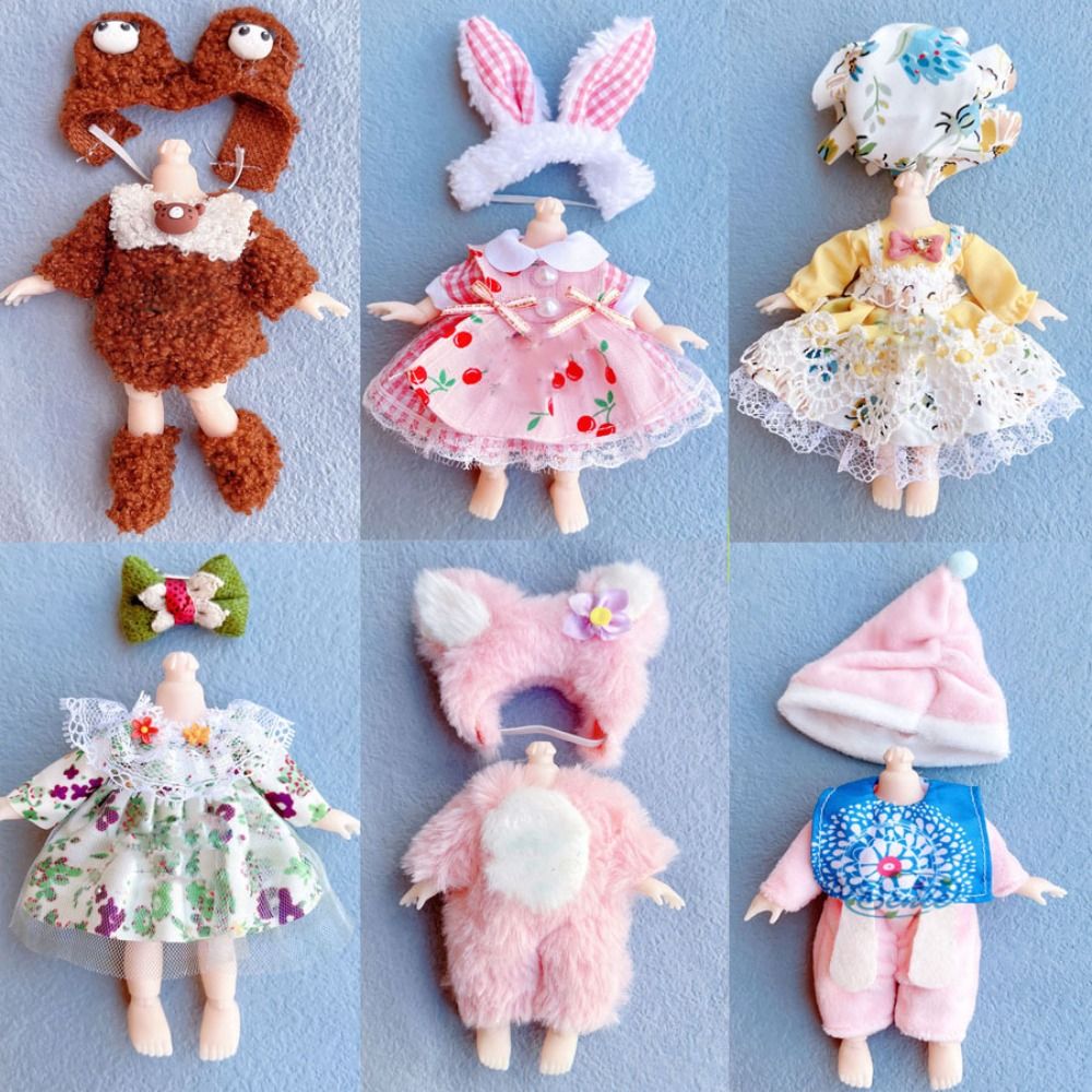 New 10 Styles Doll Clothes Dresses with Cartoon Hat Plush Animals Animal Doll Outfit Mini Cute Clothes Accessories Suit Obitsu 11 Ob11 Doll/ Ob11 Gsc 1/12 Bjd Molly Body