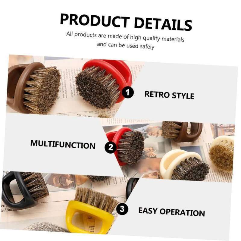 4pcs Vintage Oil Comb Set for Male Soft Head Compact Size Beard Cleaning Brush Random