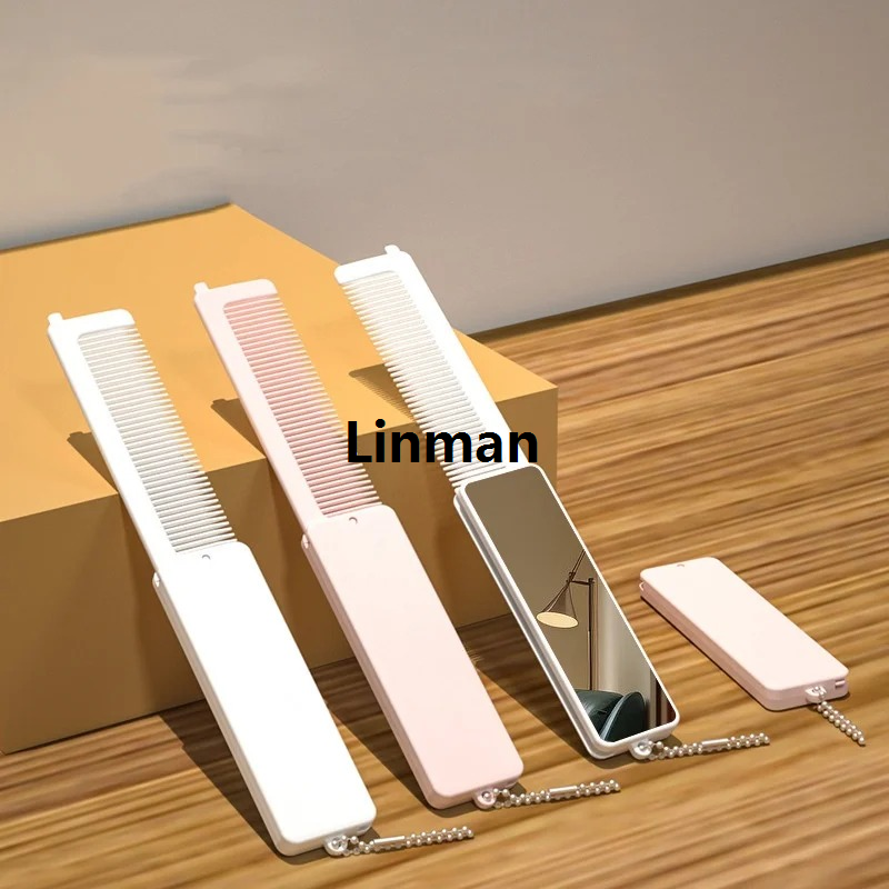 1pc Portable Folding Mirror 3-in-1 Mini Vanity Mirror Makeup Mirror Makeup Comb Send A Gift To Your Girlfriend Hair Comb