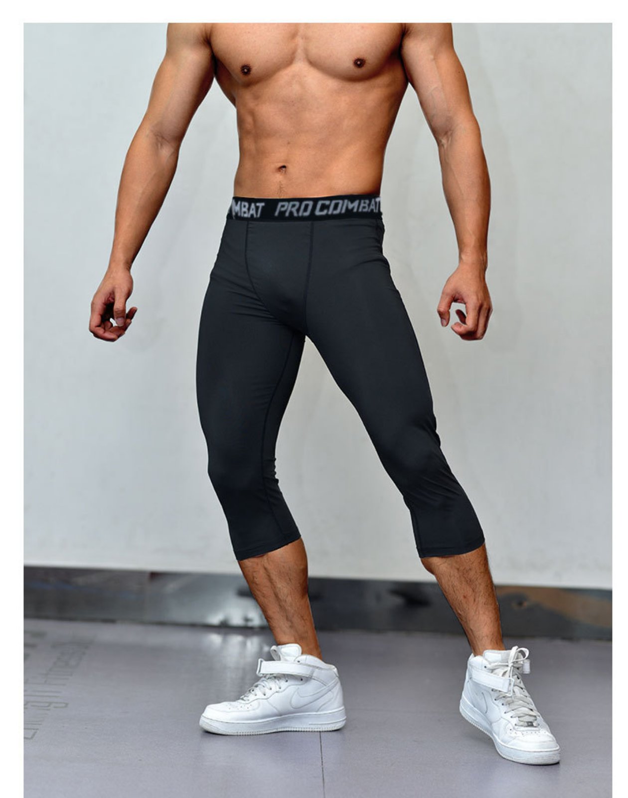 Men's Running Tight Gym Compression Quarter Leggings Sport Capri Inner Pants Training Tights for Men Workout Basketball Jogging Leggings By Rc