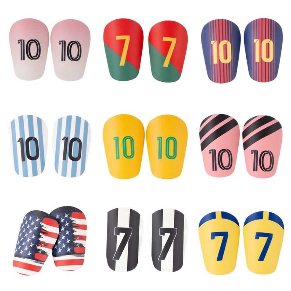 A Pair Trendy Mini Football Shin Pads Shock Absorbing Wear-resistant Soccer Shin Guards Durable for Men Women Kids Training Legging Protective Gear