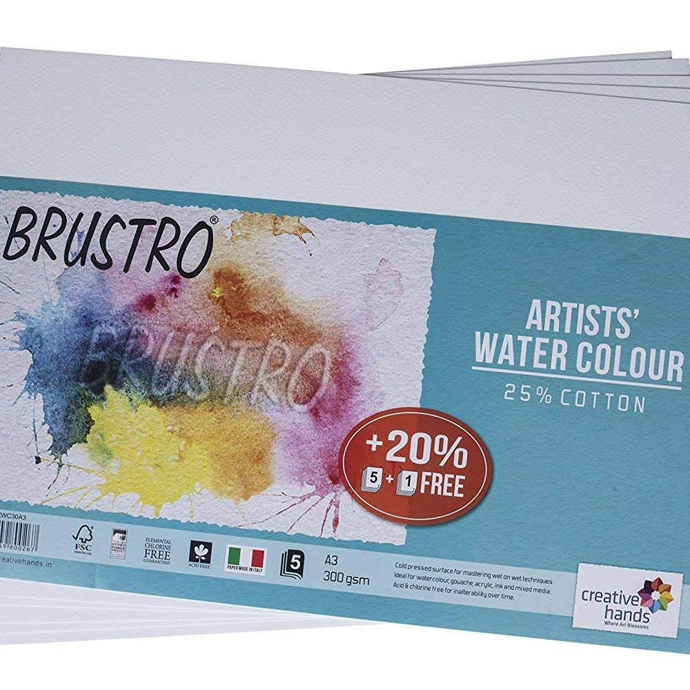 Watercolour Paper 300 GSM A4 (Pack of 9 + 3 Free Sheets) - 25% cotton