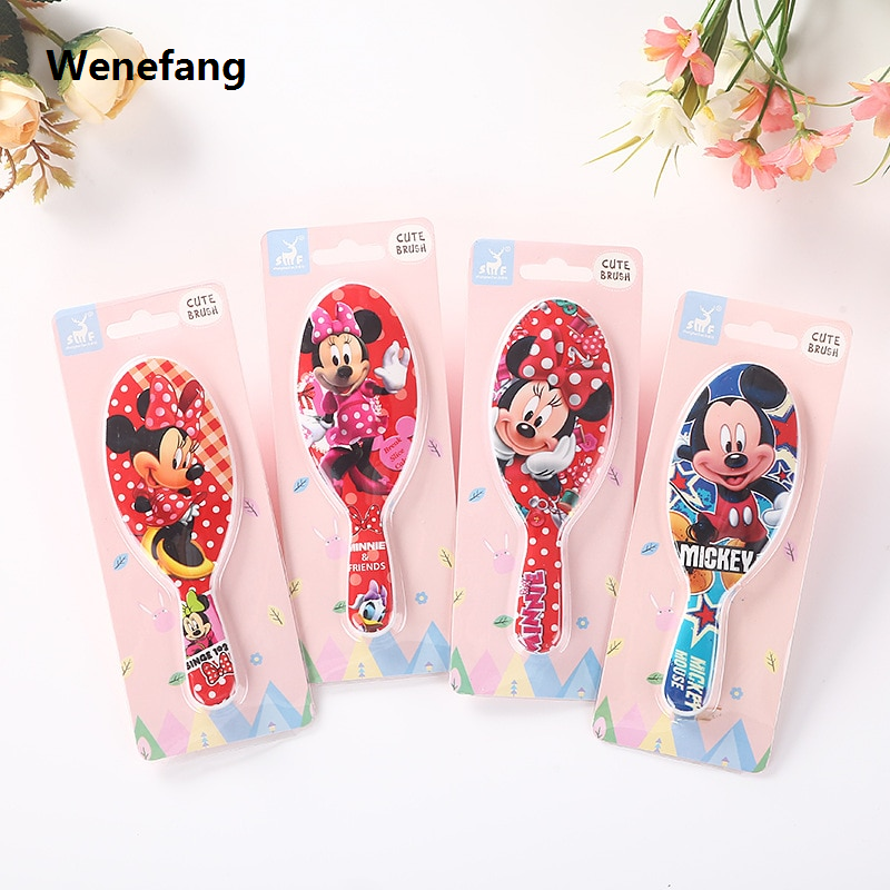 Wenefang 1PCS Random Princess Minnie Frozen Comb Cartoon Cute Mini Beauty Fashion Toys Curly Hair Brush Comb Disney
