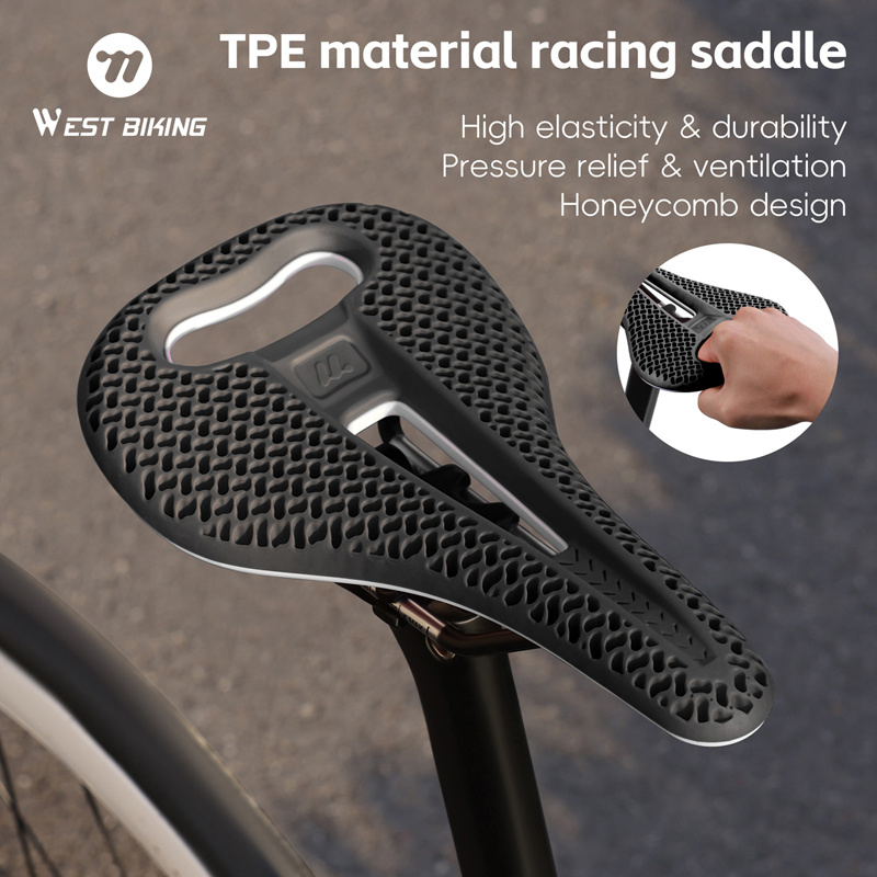 WEST BIKING 3D Printed Honeycomb Bike Saddle Bicycle Seat Cushion Ultralight Road MTB Mountain Bike Seat Saddle