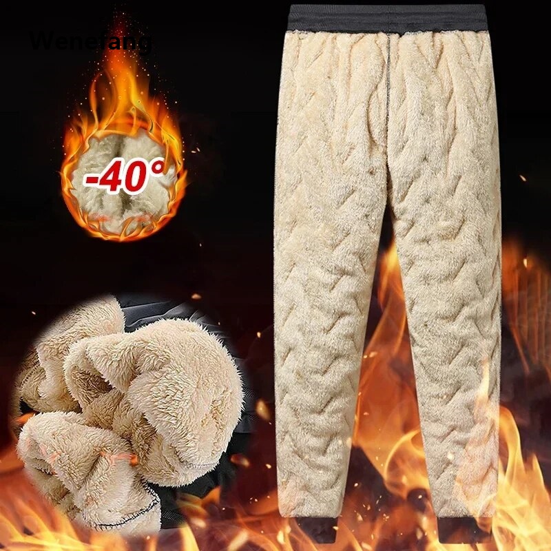 Wenefang New Men Winter Warm Lambswool Thicken Sweatpants Men Outdoors Leisure 2025 New Windproof Jogging Pants Brand High Quality Trousers Men