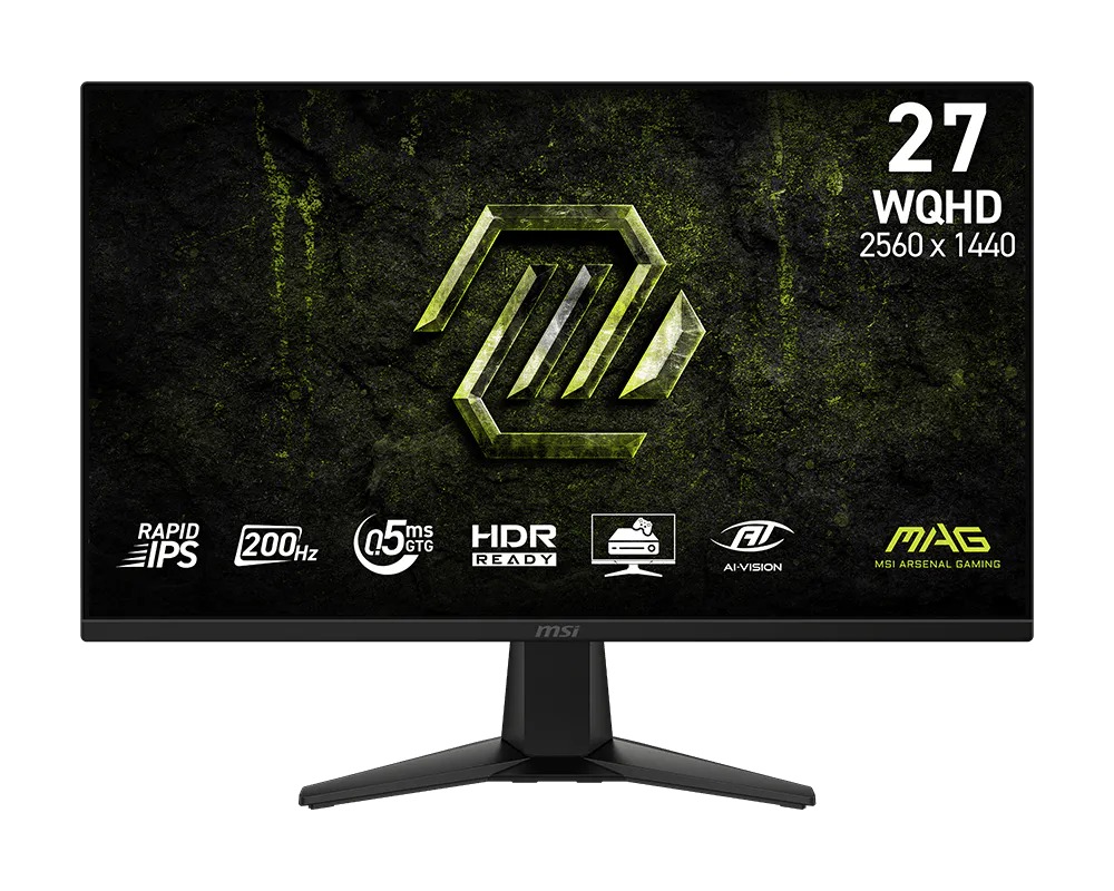 MSI MAG 275QF E20 27-inch WQHD Gaming Monitor 2560 x 1440 Rapid IPS Panel, 200Hz Refresh Rate, and a 0.5ms (GtG, Min.) Response Time