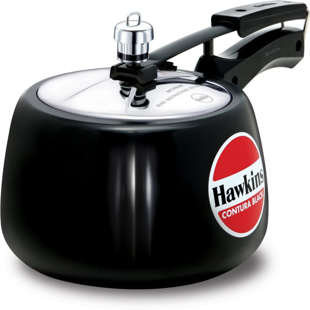 Hawkins CB30 Contura Hard AnoHawkins Contura Black Pressure Cooker (CB30) 3 L Capacity (Hard Anodized)dised Black Pressure Cooker- 3.0 Ltrs