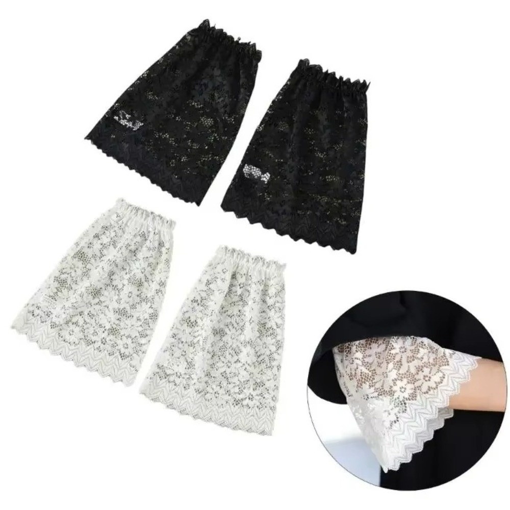 New Soft Lace Sleeves Elastic Wrist Solid Color Decorative Cuffs Breathable Mesh Bell Sleeves for Casual Outfits