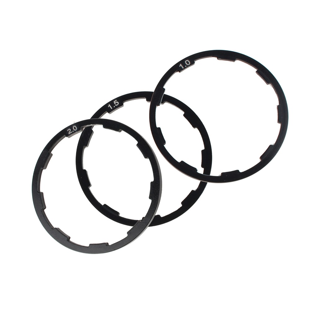 3 Pcs Durable Aluminum Alloy Bike Flywheel Spacer 3 Size Lightweight Bicycle Cassette Spacer Black Axle Gasket Set Bike Repai