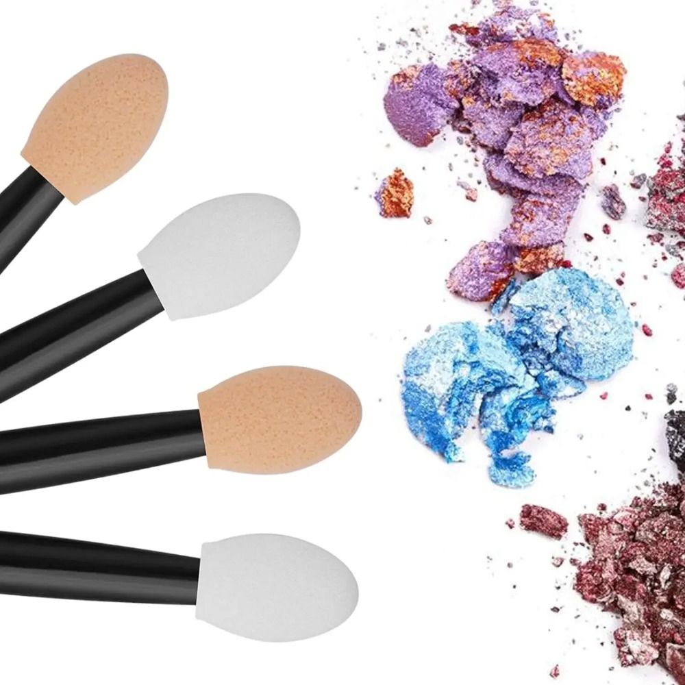50Pcs Cosmetic Makeup Tool Dual Sided Disposable Eye Shadow Brush Dyed Eye Makeup Sponge Eyeshadow Stick Small Dizzy Chrome Pigment Applicator Cosmetic