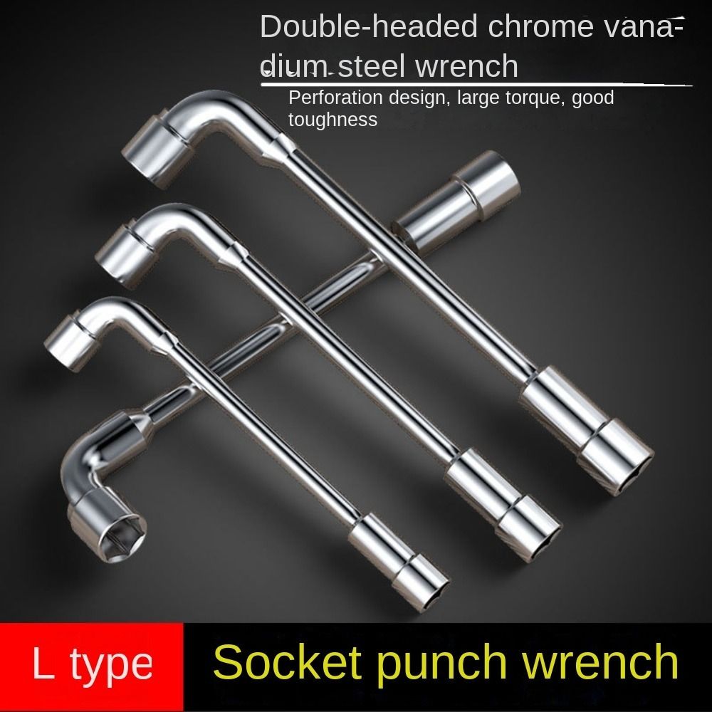 Durable L-shaped Hardware Tools 7-shaped Elbow Perforated Wrench Portable Convenient Socket Wrench