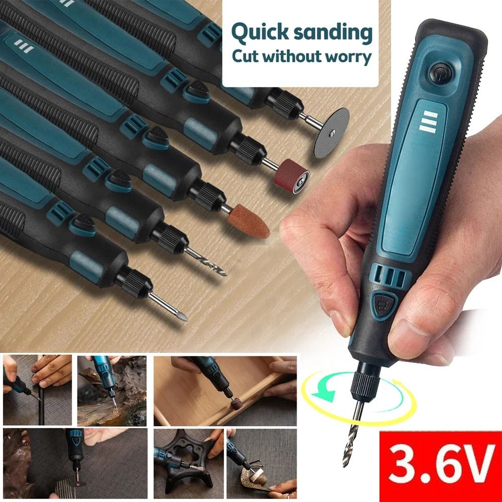 Portable High Speed Small Electric Grinder Wireless 3.6V Mini Electric Drill Rotary Carve Tool Rechargeable Electric Polishing Machine Home