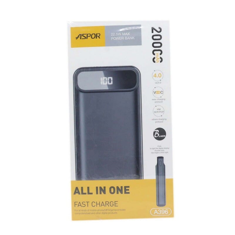 Power Bank Aspor 20000 Mah 22.5W Max Fast Charge