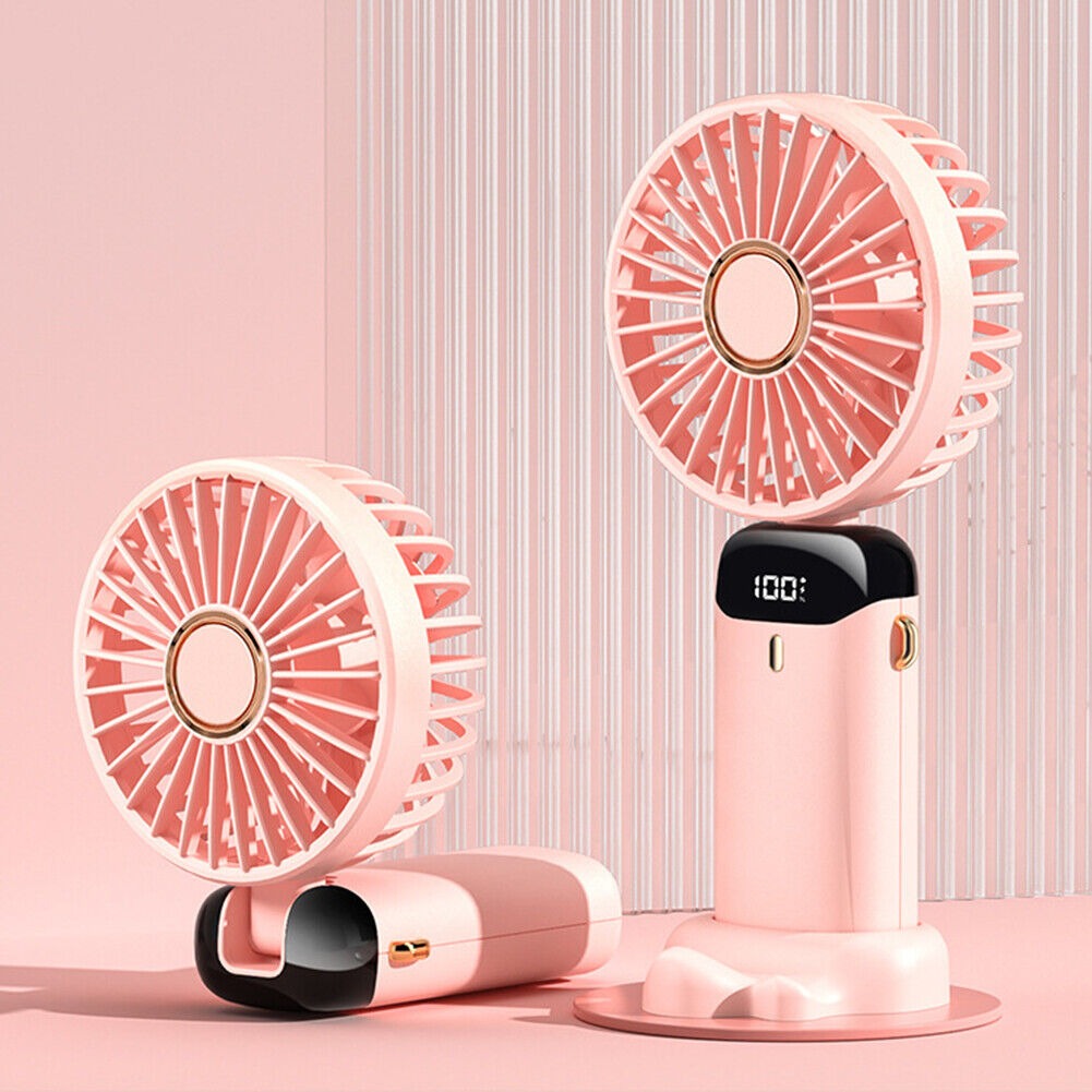 Long Battery Life Mini Portable Fan With Digital Display Upto 5 Hrs Backup 5 Speed