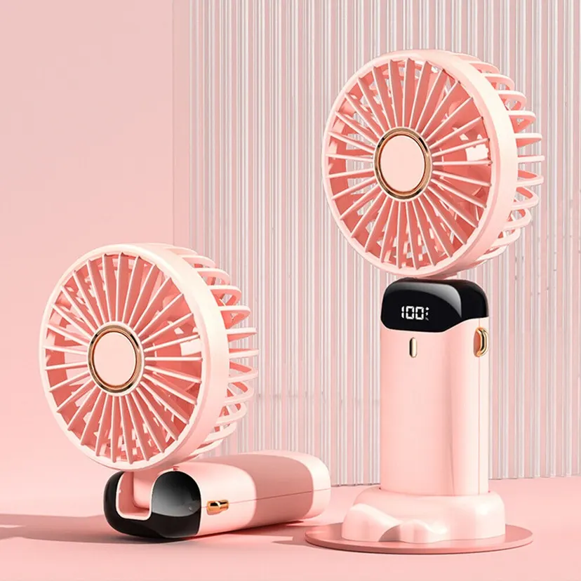 Long Battery Life Mini Portable Fan With Digital Display Upto 5 Hrs Backup 5 Speed