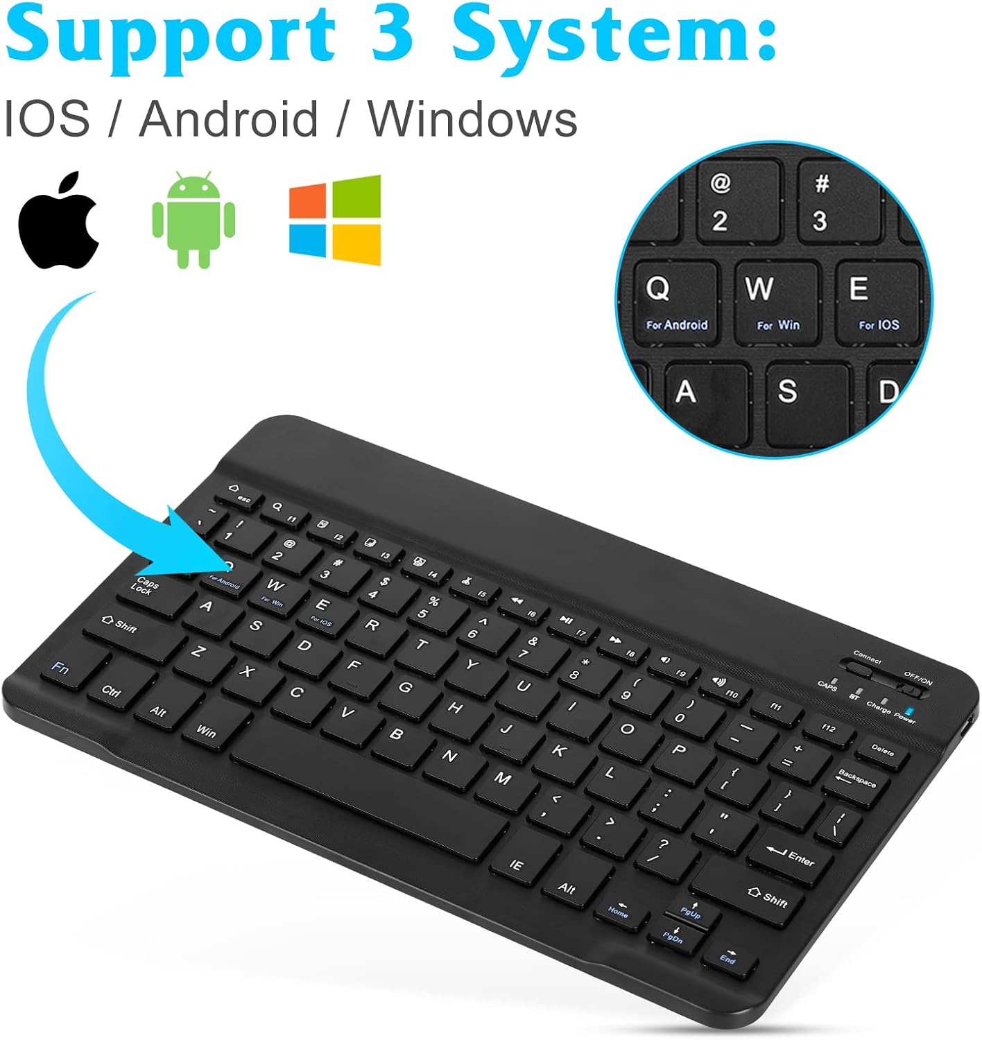 Bluetooth Wireless Ultra Slim Rechargeable Keyboard For Windows / Mac / Android Mini Keyboard With Light Weight 180g