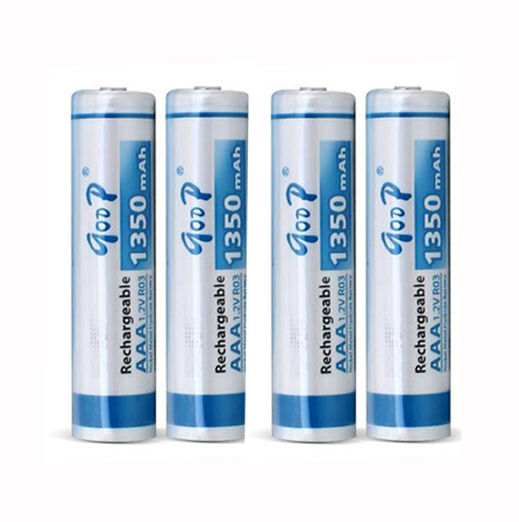 Goop AAA Sized 1350mAh 1.2V Rechargeable Battery 4 Pcs (2 Pairs) for Wireless Mouse, Flashlights, Camera, Camera Mic, Toys, Remote Control