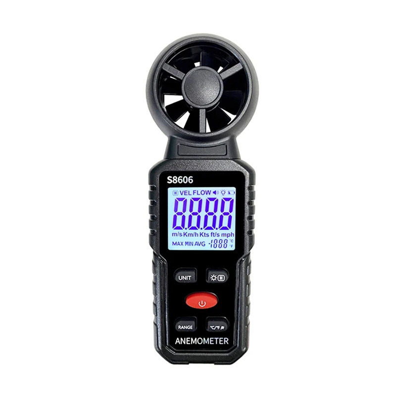 S8606 Wind Meter Tester Air Indoor Outdoor Wind Speed Temperature Volume Sensing High Precision