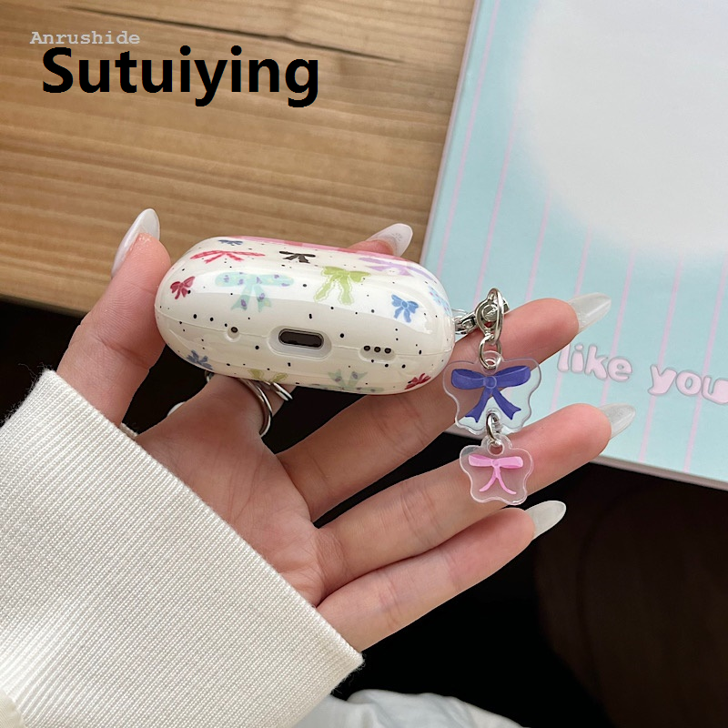 Sutuiying Fashion Anrushide Korean Ins Cute Colourful Bow For Apple Airpods Pro 1st Generation High Quality 2nd Generation 3rd Generation 4th Generation Bluetooth Headse