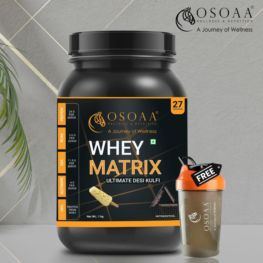 OSOAA European Whey Isolate Matrix TriBlend -1Kg,Desi Kulfi (27 Serving)