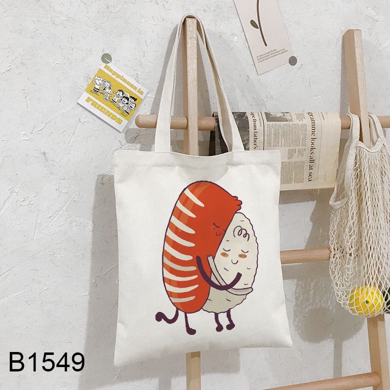 Cute Sushi Canvas Bag Girls Cartoon Schoolbag Shoulder Bag (without Zipper) 72BG