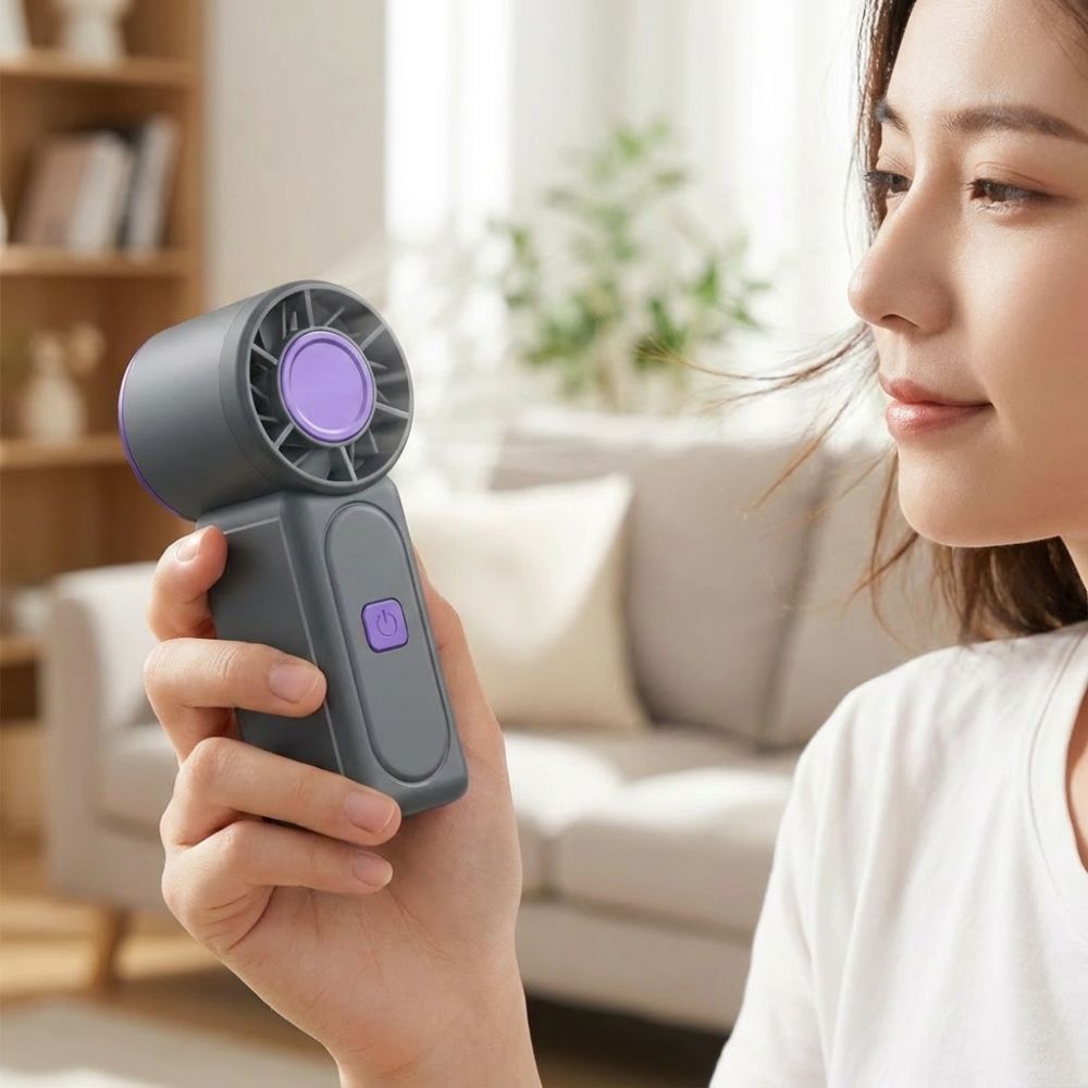 Simple Rechargeable Mini Handheld Fan Ultra-Quiet Adjustable Small Electric Fan Powerful Wind Cooling Pocket Fan Home