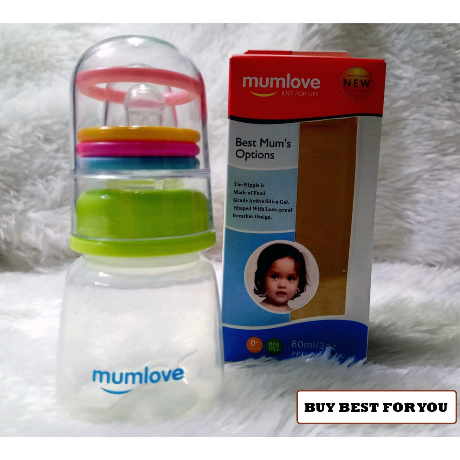 Mumlove Feeding Bottle 80 ml/3 OZ With Ring Bell