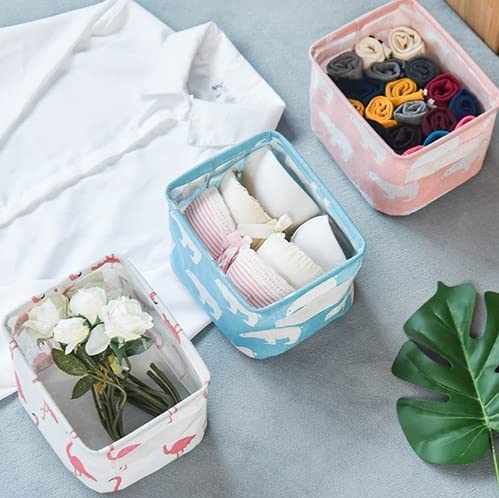 Pack of 2 Foldable Multipurpose Storage Box Small Canvas Fabric Organizer Baskets for Organizing