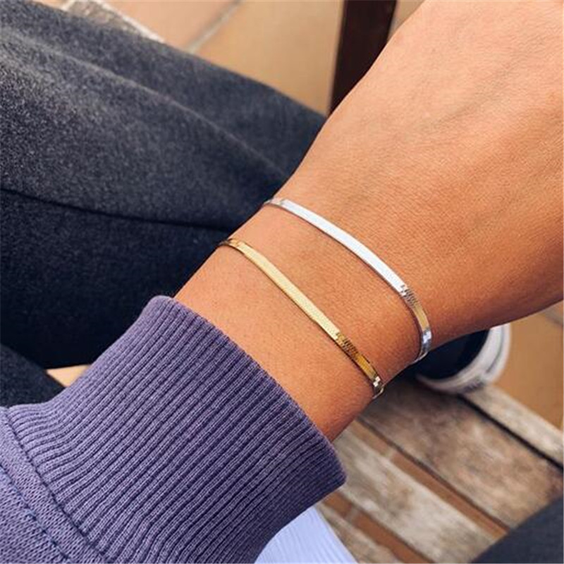 【Special offer】New Bracelet Simple Short Piece Chain Bracelet Ethnic Style Flat Snake Bone Chain Bracelet for Women