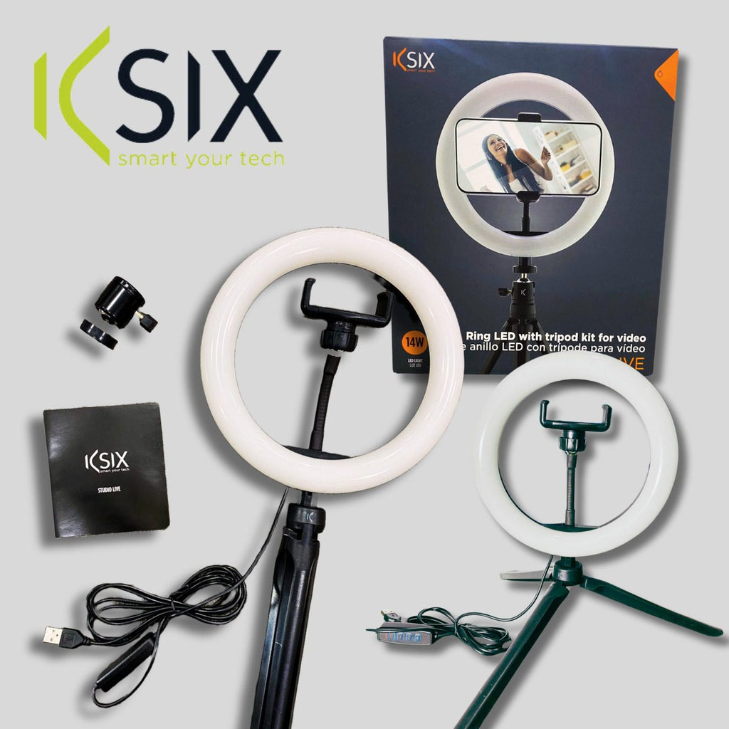 Vylon KSIX Dimmable Table Tripod Light Ring LED Ring Light for Mobile Phone, 3 Light Temperatures and 10 Brightness Levels, Ring Light for Tik Tok, Photography, Selfie