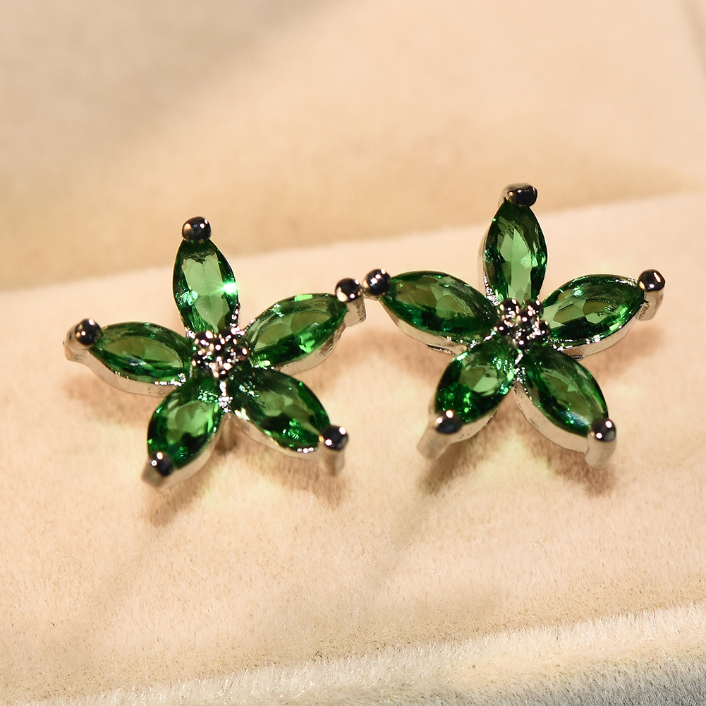 【Happy LifeStore】Cute Female Small Stud Blue Green Purple Earrings Color Jewelry Double Wedding Earrings For Wo