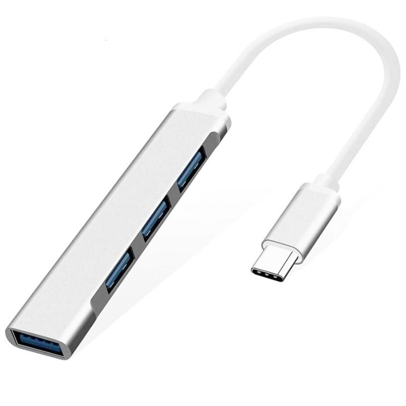 4 in 1 Type-C USB Hub (Type C to 4 USB-A Ports) Fast Data Transfer Plug & Play USB Hub