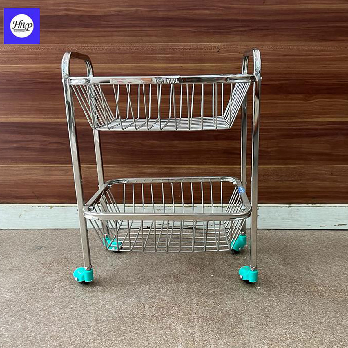 DeviDayal Stainless Steel Square Vegetable Trolley 3 Basket