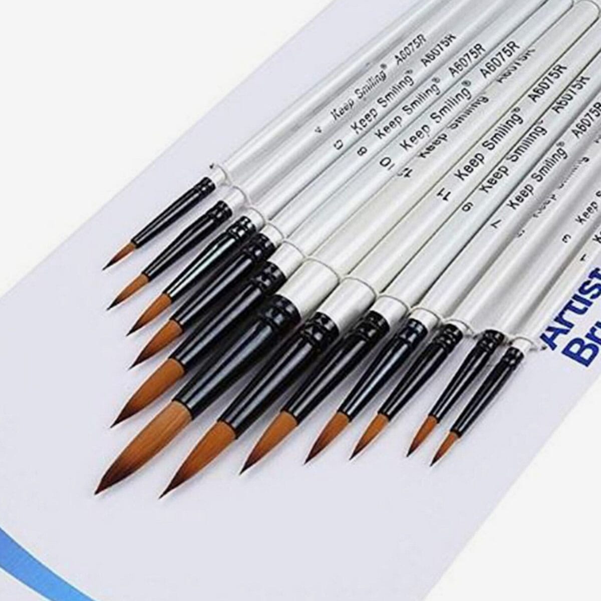 ProArt Artist Round Paint Brush Set Of 12, Soft Synthetic Hair (For Watercolors & Acrylics)-Short Handled |