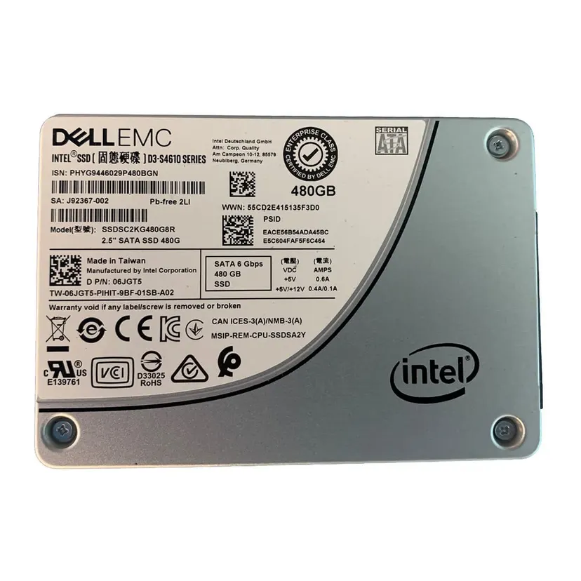 Server Storage: Dell EMC 6JGT5 480GB SSD SATA Mix Use MU 2.5-inch Drive