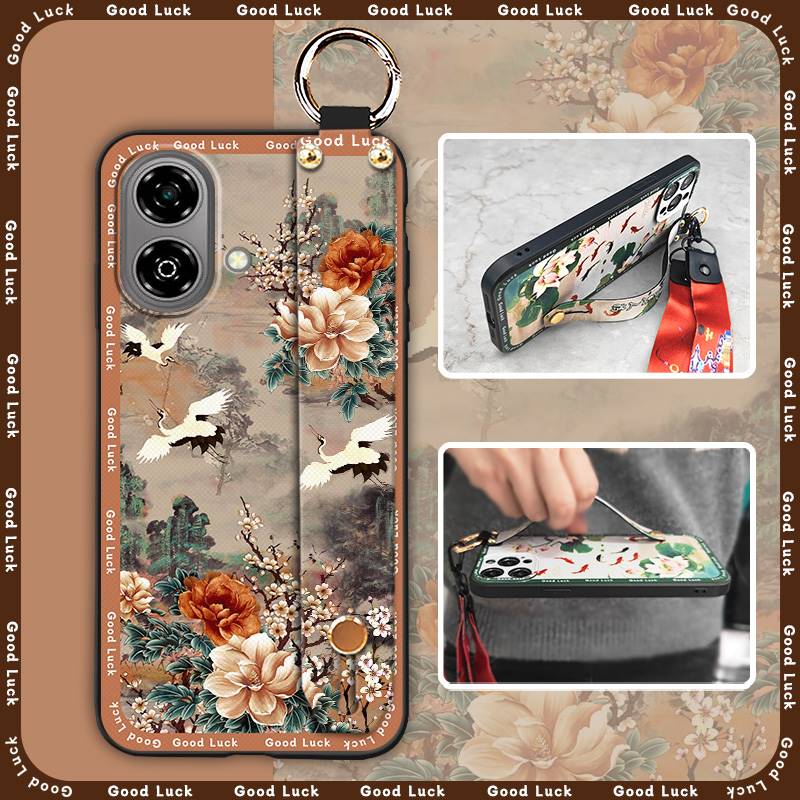 Shockproof Wrist Strap Phone Case For ZTE Blade A35e 6GB RAM 64GB Dirt-resistant Ring Lanyard Wristband Anti-dust