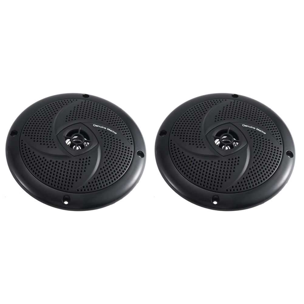 2X Black Yacht Waterproof Round Speaker System for Car RV Boat Sound Speaker Horn