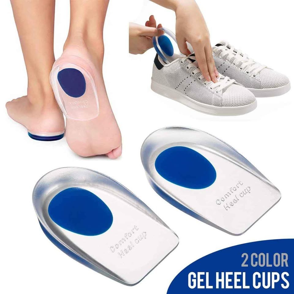 Premium Silicone Gel Heel Cups sole - Shock Absorbing Insoles for Pain Relief, Swelling & Foot Support - Unisex Cushion Pads for Men & Women (1 Pair, Large)