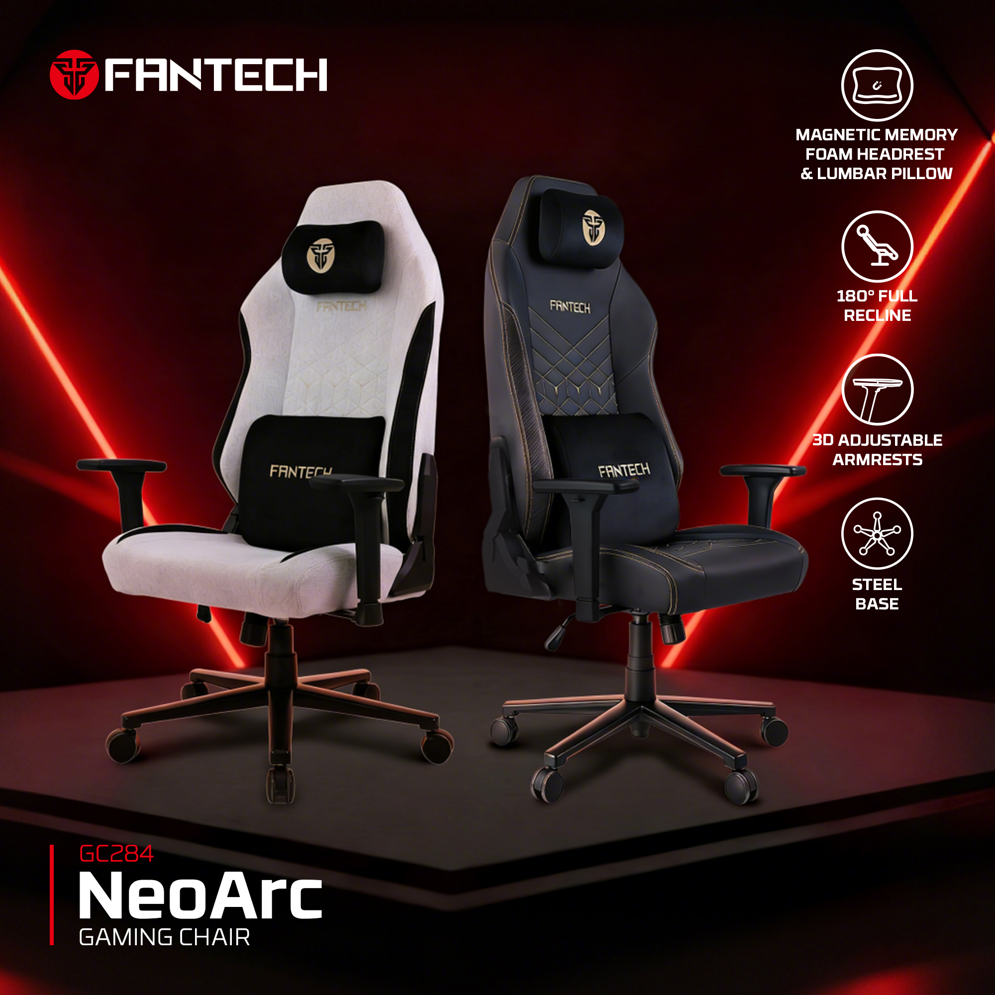 Fantech NeoArc GC284 Ergonomic Gaming Chair | Reclining | Premium Comfort