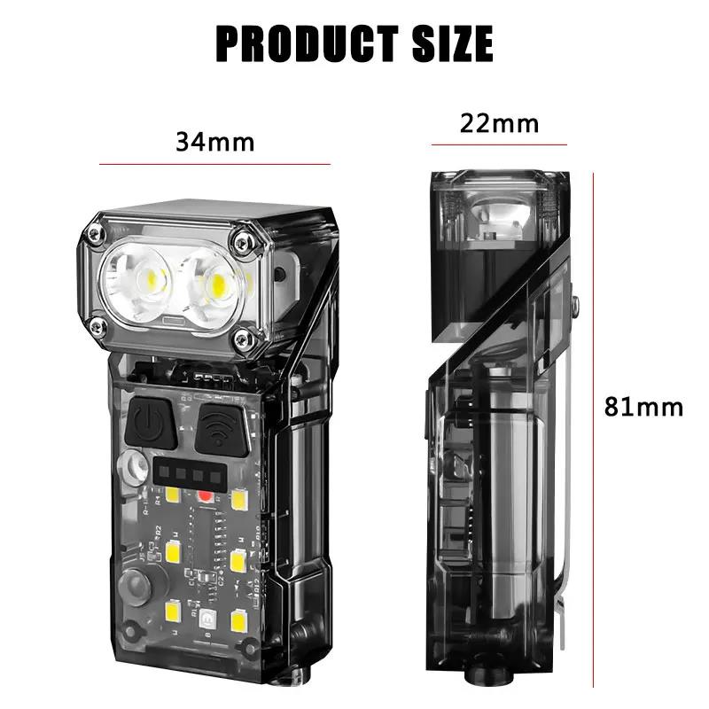 2025 New Portable Mini EDC Led Flashlight Rechargeable Sensor Head Flashlight Cap Clip Light Outdoor Fishing Camping Lantern Work Light
