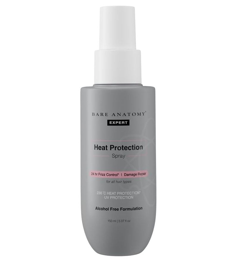 Bare Anatomy Heat Protection Spray Serum | Controls Frizz for up to 24 Hrs | Vitamin E, Pea Protein & Veg Keratin Enriched | Paraben Free | For Women & Men | Vegan |230 °C Heat Protection | 150 ml - By Allure Cosmetics