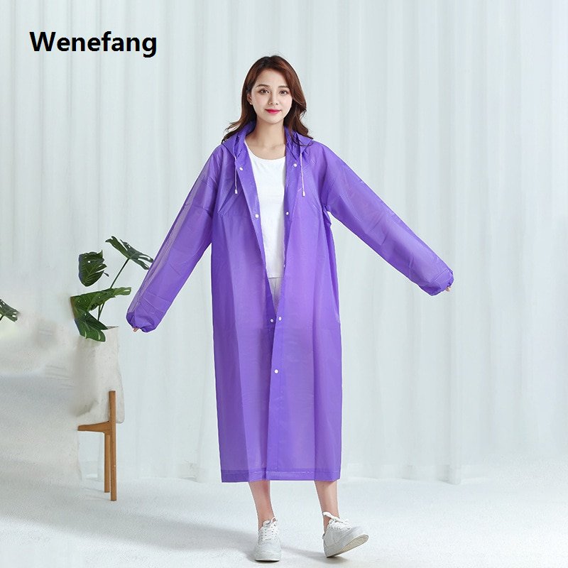 Wenefang 1pc Hooded Rain Coat Women Men Impermeable Thickened Waterproof 2025 New Tourism Outdoor Hiking Rain Poncho Outdoor Products
